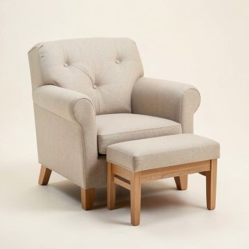 Dontrell 27.5 '' Wide Tufted Armchair And Ottoman (synthetic illustration; no displayed measurements)