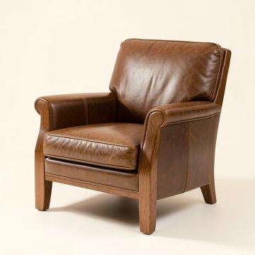 Huldah 24 '' Wide Top Grain Leather Club Chair (synthetic illustration; no displayed measurements)