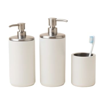 Dasheil Embossed Glazed Ceramic 3 Piece Bathroom Accessory Set