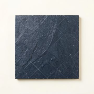 Fern Branch Uninstalled Square Decorative Tile - Navy (synthetic illustration; no displayed measurements)