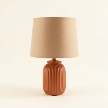 Shore Bridge Table Lamp With A Plain Fabric Shade - Terracotta (synthetic illustration; no displayed measurements)