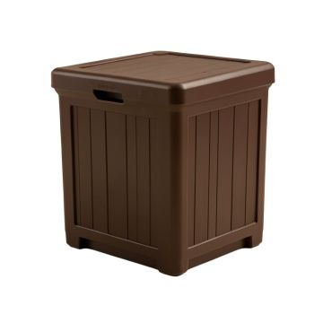 Patio 123 Gallon Water Resistant Plastic Lockable Cabinet Deck Box In Chocolate