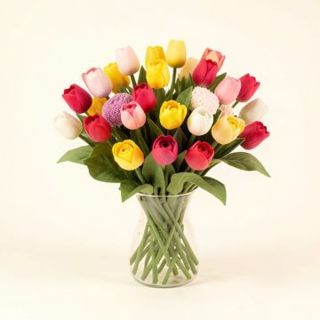 Beautiful Realistic Artificial Tulips Floral Arrangements (synthetic illustration; no displayed measurements)