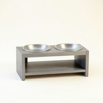 Lake Dale Pet Feeding Stand With Two Plain Empty Bowls - Gray (synthetic illustration; no displayed measurements)