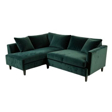 115 '' Wide Reversible L-Shaped Velvet Sofa And Chaise With 2 Pillows