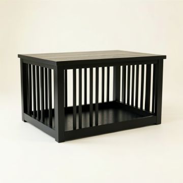 Oak Dale Empty Furniture-Style Pet Crate - Black (synthetic illustration; no displayed measurements)