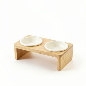 Alder Crest Pet Feeding Stand With Two Plain Empty Bowls - Ivory (synthetic illustration; no displayed measurements)