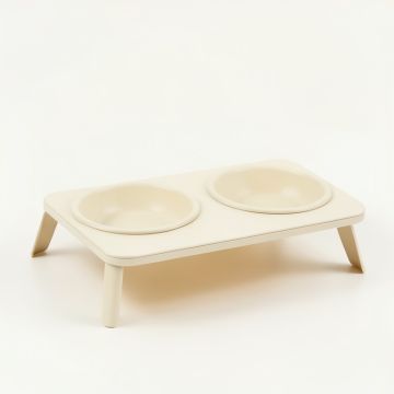 Ash Bend Pet Feeding Stand With Two Plain Empty Bowls - Ivory (synthetic illustration; no displayed measurements)
