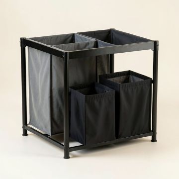 Slate Canyon Laundry Sorting Station With Plain Removable Bags - Black (synthetic illustration; no displayed measurements)