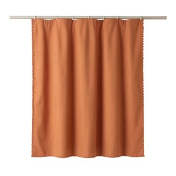 Maple Dell Shower Curtain Hanging Flat From A Plain Rod - Terracotta