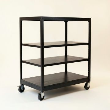 Rowan Dell Empty Rolling Workshop Cart - Black (synthetic illustration; no displayed measurements)
