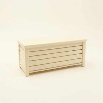 Oak Crossing Narrow Outdoor Storage Bench - Ivory (synthetic illustration; no displayed measurements)
