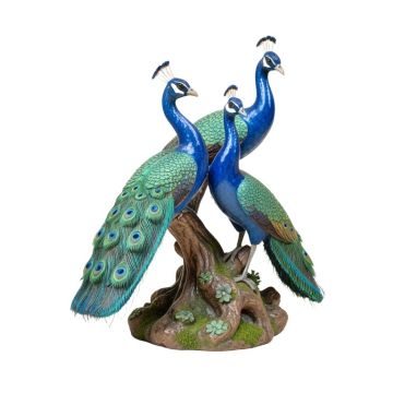 Pair Of Peacocks On A Tree Statue