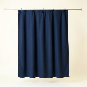 Meadow Branch Shower Curtain Hanging Flat From A Plain Rod - Navy (synthetic illustration; no displayed measurements)