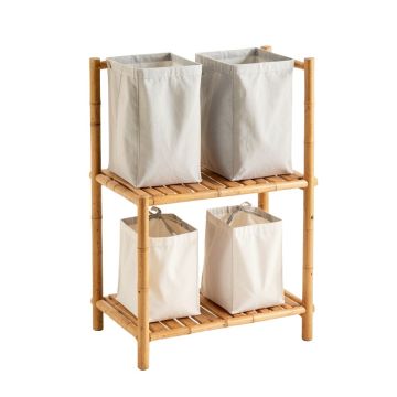 Maple Bridge Laundry Sorting Station With Plain Removable Bags - Gray