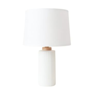 Cove Bend Table Lamp With A Plain Fabric Shade - White