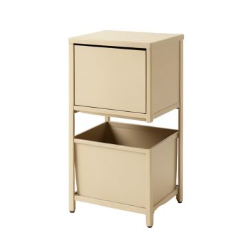 Ridge Bend Freestanding Pull-Out Hamper Cabinet - Beige
