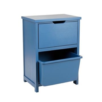 Lake Branch Freestanding Pull-Out Hamper Cabinet - Blue