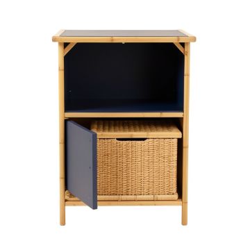 Flint Dale Freestanding Pull-Out Hamper Cabinet - Navy