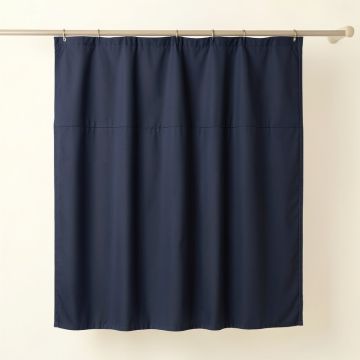 Meadow Bend Shower Curtain Hanging Flat From A Plain Rod - Navy (synthetic illustration; no displayed measurements)