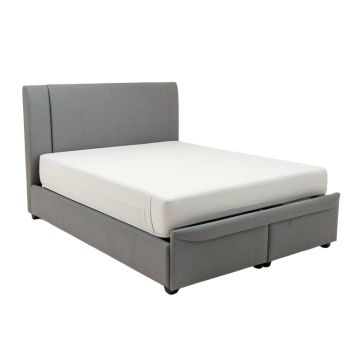 Full Size Platform Bed With Adjustable Trundle , Gray