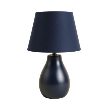 Elm Brook Table Lamp With A Plain Fabric Shade - Navy