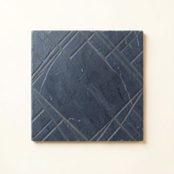 Linden Branch Uninstalled Square Decorative Tile - Navy (synthetic illustration; no displayed measurements)