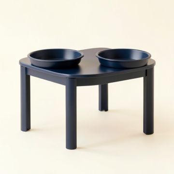 Willow Branch Pet Feeding Stand With Two Plain Empty Bowls - Navy (synthetic illustration; no displayed measurements)