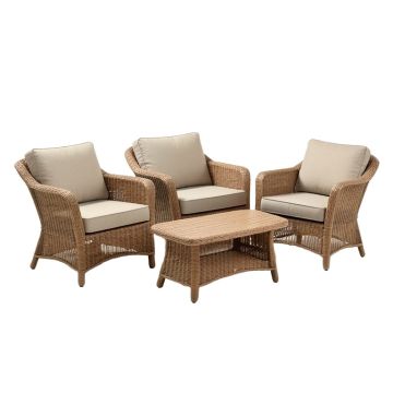 3 Pieces Patio Pe Rattan Conversation Chair Set