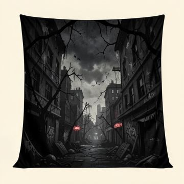 Graffiti Grunge Art Wall Several Creepy Underground City Urban Landscape Print Duvet Cover Set (synthetic illustration; no displayed measurements)