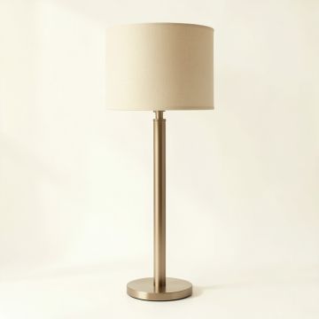 Dawn Bend Floor Lamp With A Plain Fabric Shade - Beige (synthetic illustration; no displayed measurements)