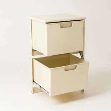 Dune Crossing Freestanding Pull-Out Hamper Cabinet - Ivory (synthetic illustration; no displayed measurements)