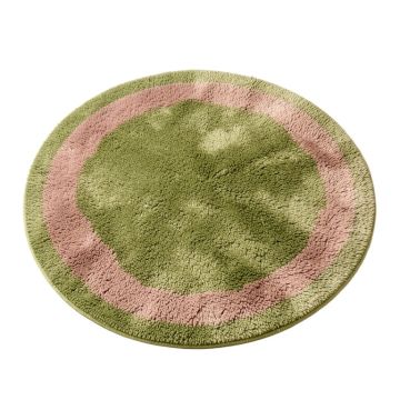 Round Shag Green/Pink Area Rug