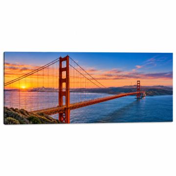 Panoramic Suspension Bridge Across A Bay