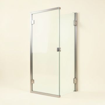 Unidoor Plus 58 '' W X 72 '' H Hinged Semi-Frameless Shower Door With Clearmax™ Technology (synthetic illustration; no displayed measurements)