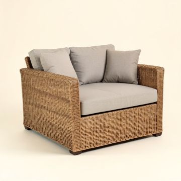 Falmouth 70 '' Wide Outdoor Wicker Loveseat With Cushions (synthetic illustration; no displayed measurements)