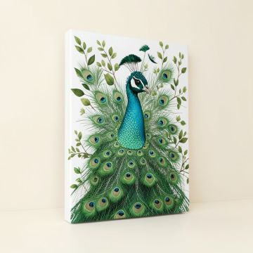 Peacock Print On Canvas (synthetic illustration; no displayed measurements)