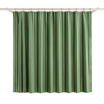 Rowan Bluff Shower Curtain Hanging Flat From A Plain Rod - Green