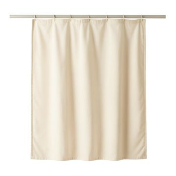 Wren Branch Shower Curtain Hanging Flat From A Plain Rod - Ivory