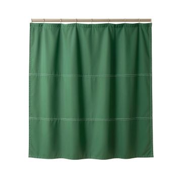 Aspen Crossing Shower Curtain Hanging Flat From A Plain Rod - Green