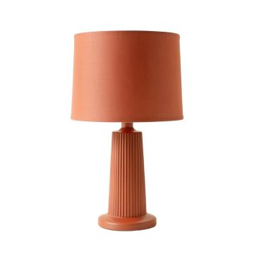 Hazel Arc Table Lamp With A Plain Fabric Shade