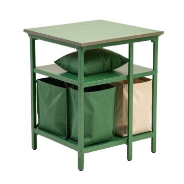 Cedar Bridge Laundry Sorting Station With Plain Removable Bags - Green