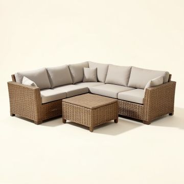 Caverna Patio 8 Piece Rattan Sectional Seating Group With Cushions (synthetic illustration; no displayed measurements)