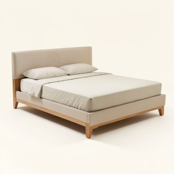 Sanctuary Solid Wood And Upholstered Standard Bed (synthetic illustration; no displayed measurements)