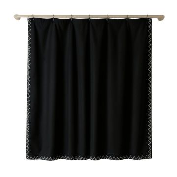 Wren Crossing Shower Curtain Hanging Flat From A Plain Rod - Black