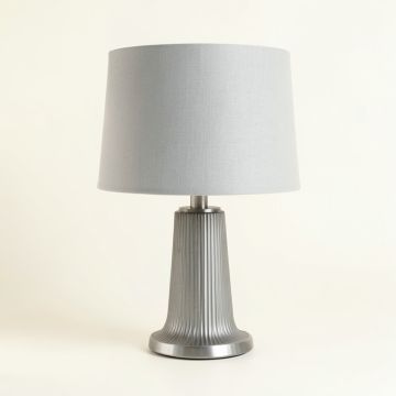 Field Bridge Table Lamp With A Plain Fabric Shade - Gray (synthetic illustration; no displayed measurements)