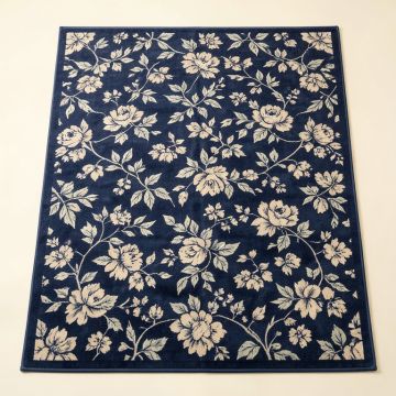 Brandt Floral Navy Blue Area Rug (synthetic illustration; no displayed measurements)