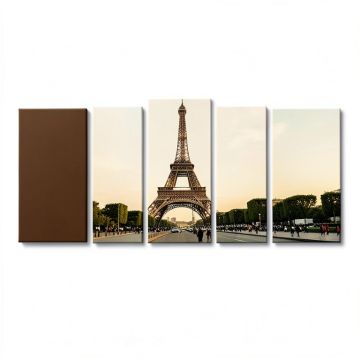 Paris Eiffel Tower Paris Postcard Design 5 Piece Wall Art On Wrapped Canvas Set (synthetic illustration; no displayed measurements)