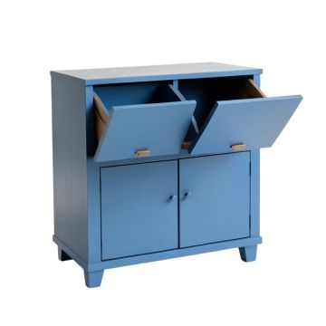 Olive Bluff Freestanding Pull-Out Hamper Cabinet - Blue