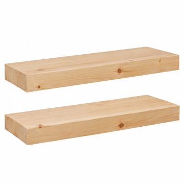 Tatianna 2 Piece Pine Solid Wood Floating Shelf